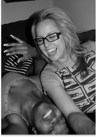 B&W Photo | Tullie laughing with good friend